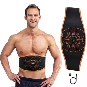 EMS стимулятор мышц брюшной тренажер пояс ABS стимулятор для похудения тела массажер для похудения фитнес формирование USB перезарядка оранжевый