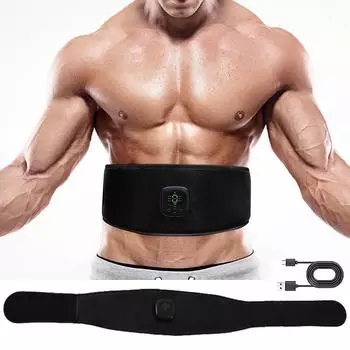 EMS Тренажер для пресса с подогревом Электрический тонер для мышц Брюшной тонизирующий пояс для тренировки мышц тела для похудения Домашний тренажерный зал Фитнес Unise 1 шт. чёрный