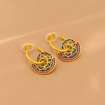 Enamel Glaze Geometric Earrings Fashionable Earrings Mosquito Ear Clips