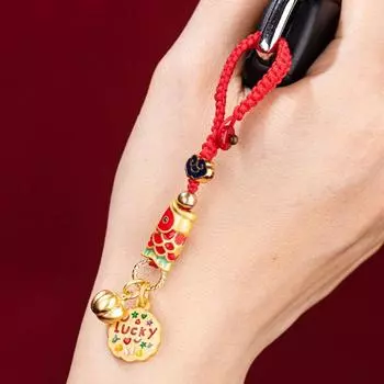 Enamel Koi Carp Car Keys Charms Gourd Key Chain Strap Personality Lucky Keychain Women Style E