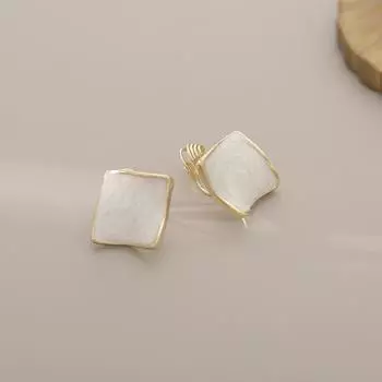 Enamel Metal Shaped Earrings Simple Fashionable Mosquito Ear Holes Ear Clips for Women