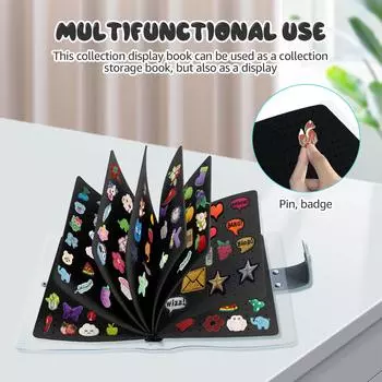 Enamel Pin Display Book with Clear PVC Cover 8 Pages Pin Book Portable Pin Organizer Book Large Capacity Pin Collection Book чёрный