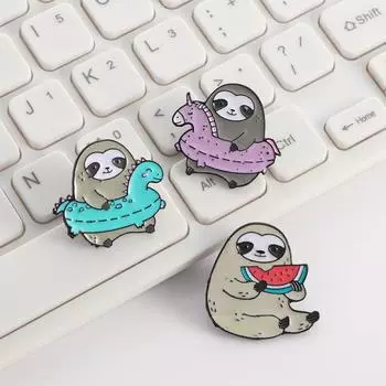 Enamel Sloth Animal Bag On Backpack Lapel Pin Brooch Pins Fashion Accessories Brooches Jewelry C