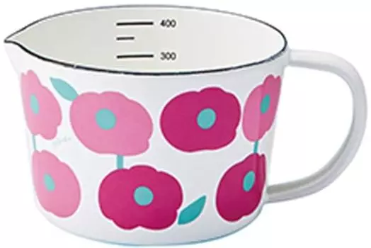 Enameled Plune MC-607 Hollow Measuring Cup, Fluffy Flowers, Pink, S