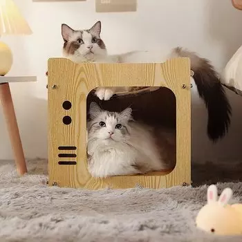 ENCOUNTER Кошка Кошка Деревянный Кот Купол Кошка Для Обычных Кошек Ящик Для Кошек Гамак Для Кошек Домашние Животные Для Для Несколько Кошек Кошка Легко Безопасный и Деревянный Телевизор Форма Дом, Дом,