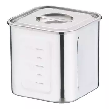 Endo Shoji Commercial Deep Square Kitchen Pot with Scale Made of Molybdenum Stainless Steel AKK05016 16.5cm