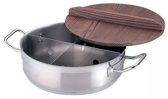 Endo Shoji Commercial Round Oden Pot Wooden Large IH Compatible Body Partition Wooden Lid Yaki Cedar EOD291 (with Lid) 21-0 18-8