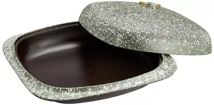 Endo Shoji Commercial Square Ceramic Plate Pot Made of Aluminum Made in Japan QTU03 (Stone Grain)