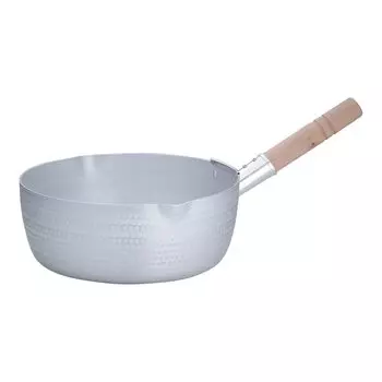 Endo Shoji Commercial Yukihira Pot 27cm Body Aluminum Handle Natural Wood AYK04027 (double mouth)