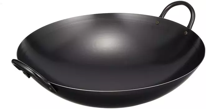 Endo Shoji TKG Wok with both hands 42cm Depth 118mm 1750g Iron Hammered and durable Standard Chinese food Can be used for frying all at once over high