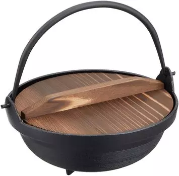 Endo Shoji TKG Yamato Pot for Single Use 18cm Outer Diameter x Depth 177 x Wooden Lid Size 160 Weight Light Aluminum Made with Steps for Lid чёрный