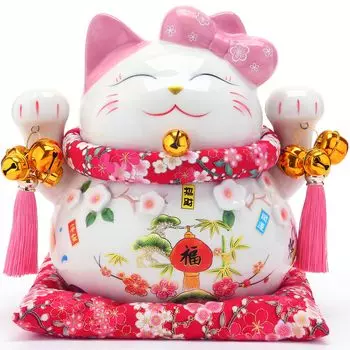 EnergyPower Lucky Premium White поставляется с Piggy Fortune Maneki Hand Handmade Lucky Item для празднования открытия и улучшения открытия
