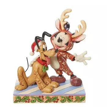 Enesco Микки и Плуто, одетые как олени Размер xx 16 см DTR6013059 Статуэтка/фигурка Disney Traditions 7,5 13,5