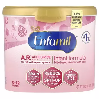 Enfamil, AR™, детская смесь, сухая на молочной основе с железом, от 0 до 12 месяцев, 19,5 унций (553 г)