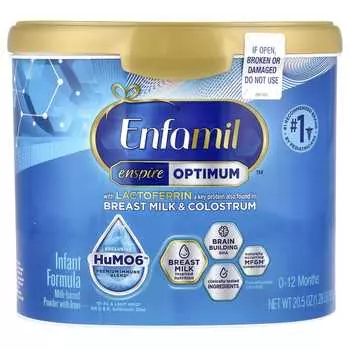 Enfamil, Enspire Optimum™, детская смесь, сухая на молочной основе, с железом, от 0 до 12 месяцев, 20,5 унций (581 г)