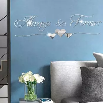 English 3D three-dimensional mirror wall sticker self-adhesive bedroom bedside TV background living room wall decorations
