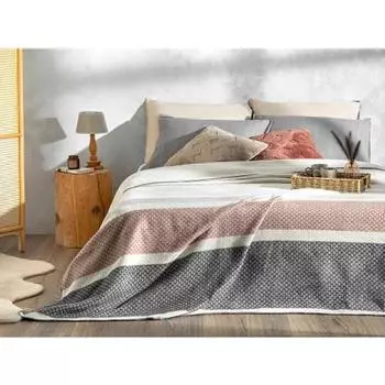 English Home Одинарное одеяло Scotch с тройной полоской 150 x 200 см Коричневый-Антрацит