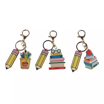 English Letter Teacher s Day Keychain Wooden Teacher Education Pendant Teacher s Day Gift Style 3