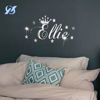 English letters star wall acrylic mirror stickers bedroom room beautification living room stickers