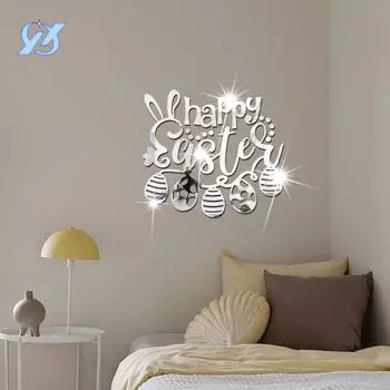 English mirror acrylic three-dimensional wall stickers for bedroom and living room self-adhesive decorative stickers
