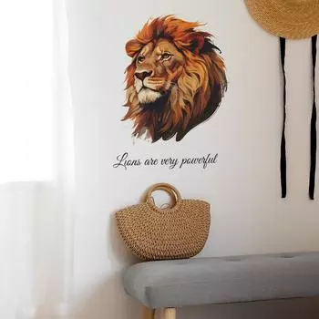 Английский слоган Властная голова льва Спальня Гостиная Домашнее украшение Украшение Наклейка на стену 39*49CM/fun-f47