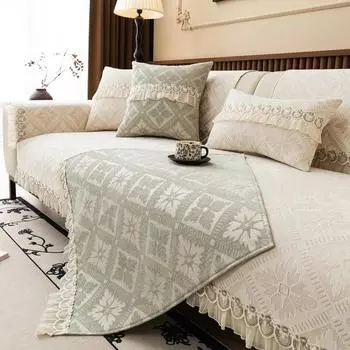 English Style Sofa Cushion And Chenille Versatile All-seasons Lightweight Luxury High-end Feel Cushion Anti-slip Sofa Cover 70x70