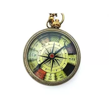 Engraved Vintage Brass Compass Pendant – Proverbs 3:5-6 Scripture Gift with Chain | Inspirational Christian Keepsake