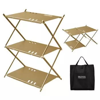 ENIGMATA 3 Tier Field Rack Camping Rack Multifunctional 3WAY Field Camping Camping Top Shelf Folding Pole Camping Rack Rack. Оборудование. (бежевый)