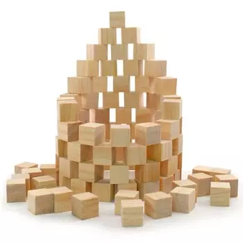 Enkrio Wood Wooden Building Wood Shape Set of DIY Raw Wooden Natural Unpainted Cubes, Blocks, Cubes, Blocks, Cubes, 100, Crafts, Decoration, Cubes,