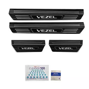 Enlarge Trading VEZEL RV3 RV4 RV5 RV6 Compatible Outer Scuff Plate Interior Panel Black Stainless Steel 4P