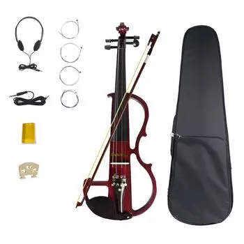 Ennbom Electric Violin Ebony Silent Violin Gloss Beginner Set 4/4 (Красное вино)