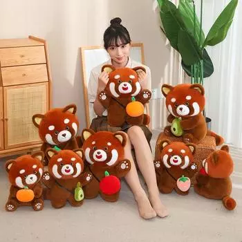 Енот Малая панда с фруктами плюшевые игрушки милые мягкие игрушки реалистичная станция кукла подушка для ребенка детские игрушки подарок 30cm