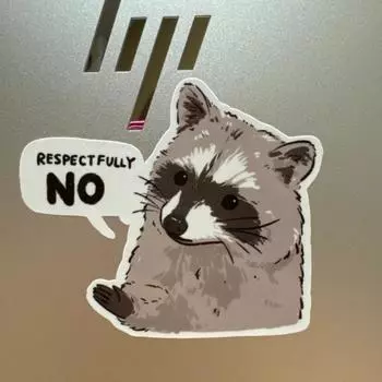 Енот с уважением Нет, сарказм Забавный енот Наклейка, Наклейка на подарки, Наклейка на бутылку с водой для ноутбука 5pc