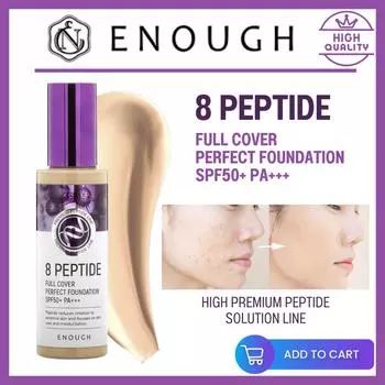 ENOUGH 8 Peptide Full Cover Perfect Foundation #21 Transparent Beige, 100ml