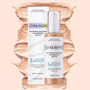 ENOUGH COLLAGEN WHITENING MOISTURE FOUNDATION SPF15, 3в1, Kbeauty, корейская косметика, образец #13