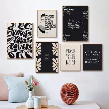 Enough Empower Wall Art Холст Картина Мотивация Плакат Минималистичная Типография Абстрактные Цветы Принты Living Home Decor 21x30cm No Framed