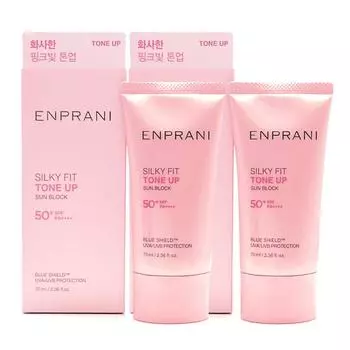 ENPRANI Silky Fit Sunblock 70 мл+70 мл Розовый тонирующий солнцезащитный крем