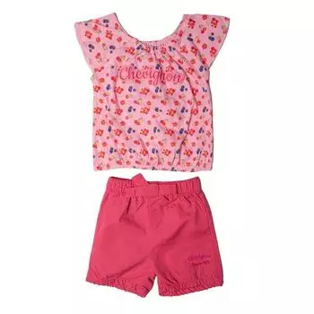 Детский комплект из топа с рюшами на рукавах и шортиков на резинке Children CHEVIGNON 6 mois розовый
