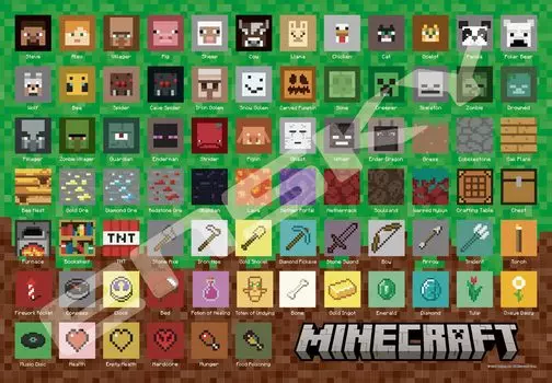 ENSKY MINECRAFT Minecraft Pixel Icons Puzzle 1000 Pieces JIGSAW PUZZLE 5173.5cm 1000T-195