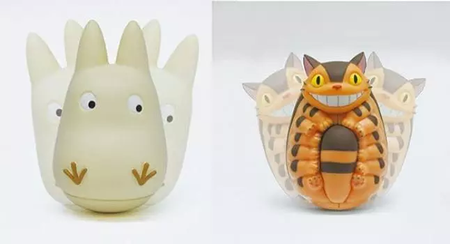 Ensky Studio Ghibli Мой сосед Тоторо Веселая тряска Пролитый Маленький Тоторо и Кот Автобус Изготовлен из АБС-ПВХ YR-12 Приблизительно. 63-65мм