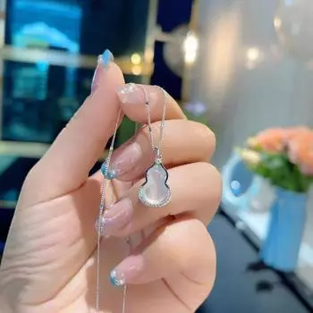 Entry Lux Элегантное белое халцедоновое тыквенное ожерелье в виде ключицы для женщин из стерлингового серебра S925, подходящие друг другу изящные новые модные аксессуары в стиле кантри 925