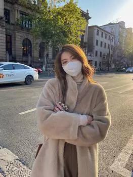 Environmentally friendly fur fashionable chic fur integrated coat artificial mink fleece jacket autumn and winter long lazy style woman XS (recommended 80-55 kg)