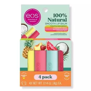 Eos 100% натуральный бальзам для губ, 4 упаковки, 0,14 унции
