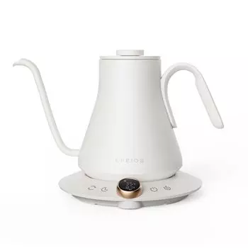 Epeios Drip Kettle 1200W Coffee Pot Increment Бесступенчатая настройка температуры Минутный таймер капель Удержание готовки Сертифицированный узкогорлый кофейник белый