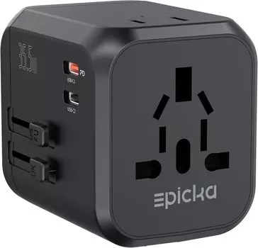 EPICKA 35W PD розетка для быстрой зарядки, заграничный переходник, совместимый со всеми странами мира, многофункциональный переходник с 2 и 3 портами, совместимый с