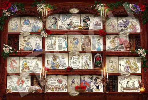 EPOCH 1000 элементов пазла Disney Bookshelf Disney Princess x клей в комплекте шпатель в комплекте декоративные детали EPOCH / (50 75см) 97-008