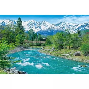 EPOCH 1000 Piece Jigsaw Puzzle Hakuba Sanzan and Clear Stream - Nagano (50x75cm) 09-043s with glue and spatula with score ticket EPOCH