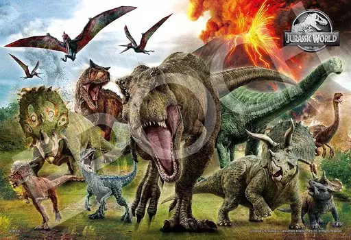 EPOCH 100 больших деталей пазла Jurassic World Dinosaur Attack x с клеем и шпателем с очками EPOCH (26 38см) 26-901с