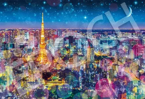EPOCH 1053 Super Small Piece Jigsaw Puzzle Japanese Landscape Mystic View Tokyo Night Gathering with Light x Comes with spatula and score ticket