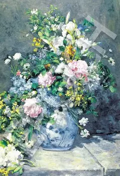 EPOCH 1053 Super Small Piece Jigsaw Puzzle World Paintings - Spring Bouquet (26x38cm) with glue, spatula, score ticket